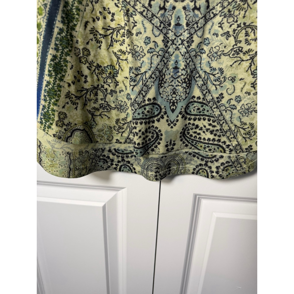 One World Short Sleeve Tee L Green Blue Paisley - Picture 5 of 6
